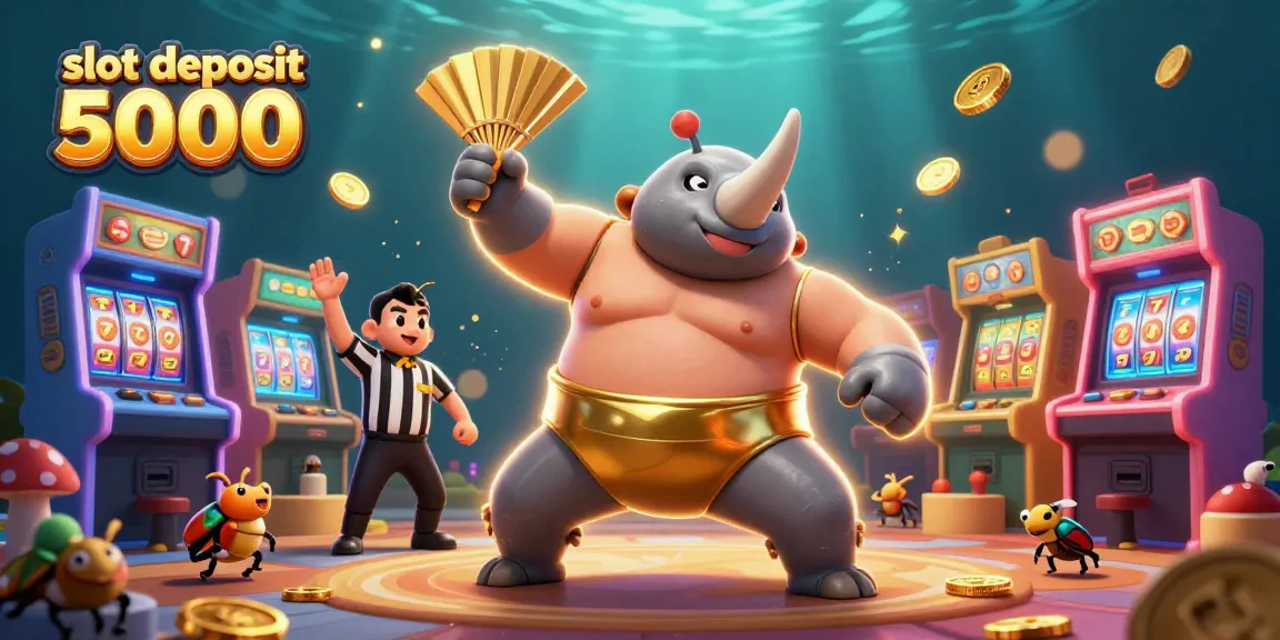 Engage with slot deposit 5000 action featuring a champion beetle amidst vibrant casino elements.