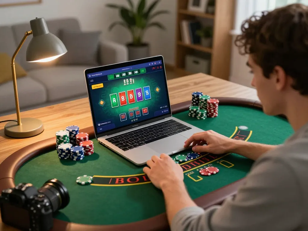 Playing at the best online casinos in Canada using a laptop for an immersive gaming experience.