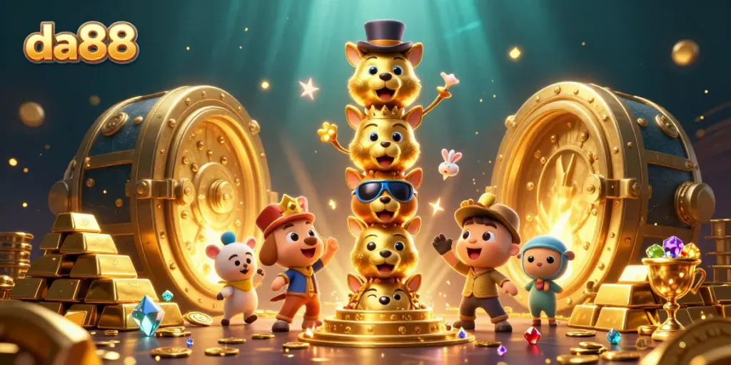 Experience the vibrant thrill of gaming at da88 with a magical golden totem and treasure elements.