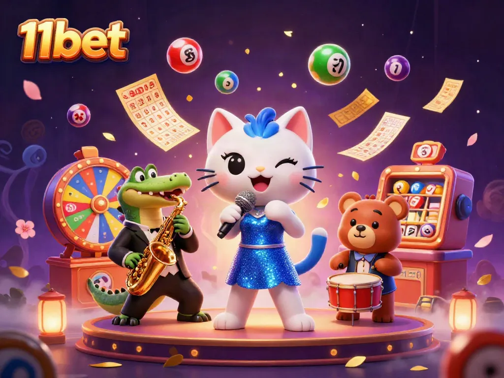 Experience the vibrant world of 11bet with an animated casino scene featuring lively characters and colorful gambling elements.