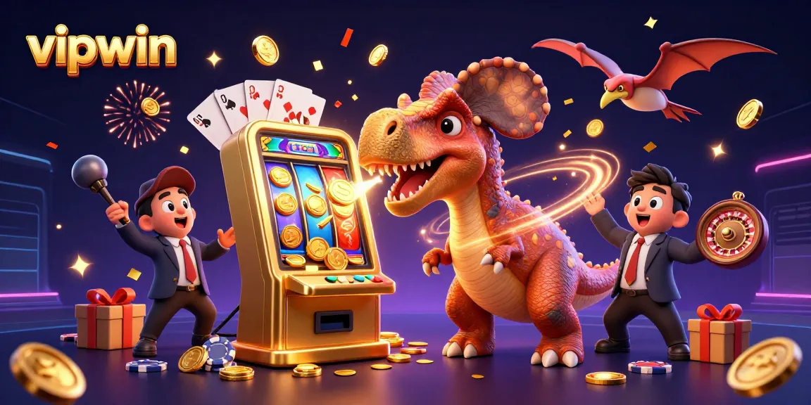Engaging vipwin illustration with vibrant characters and casino elements showcasing excitement in gaming.