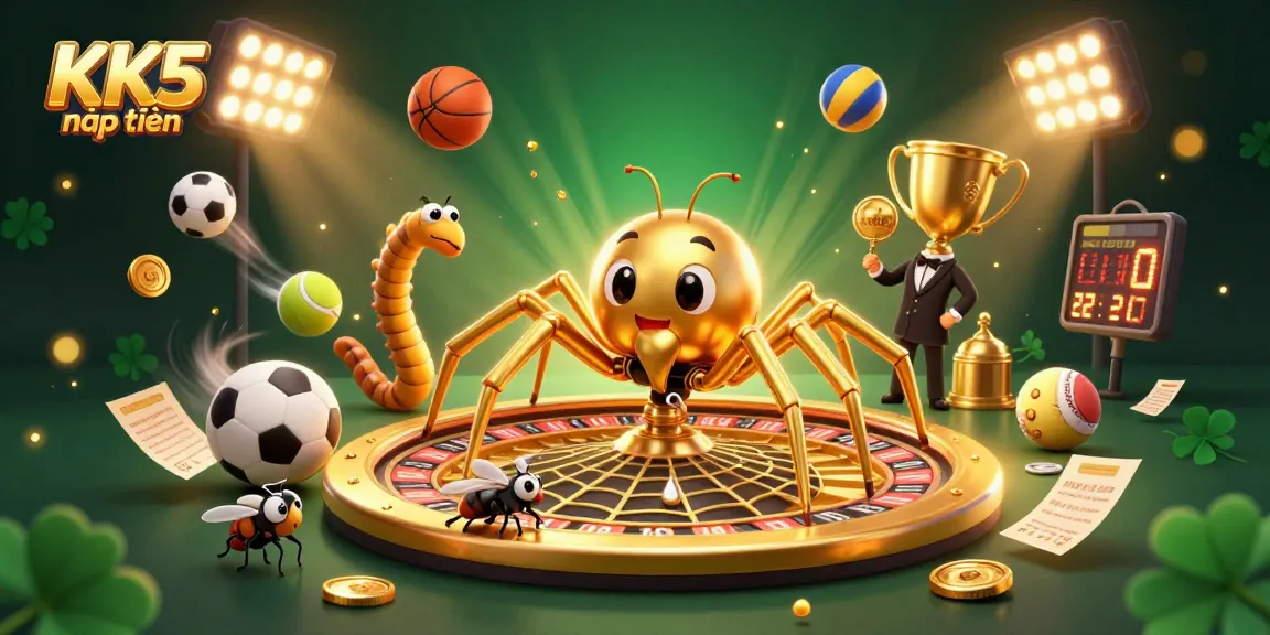 Engage in thrilling gaming at KK5 nạp tiền with a lively depiction of casino elements.