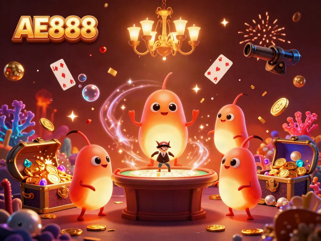 Experience AE888’s vibrant casino atmosphere illuminated by glowworms and a bat dealer.
