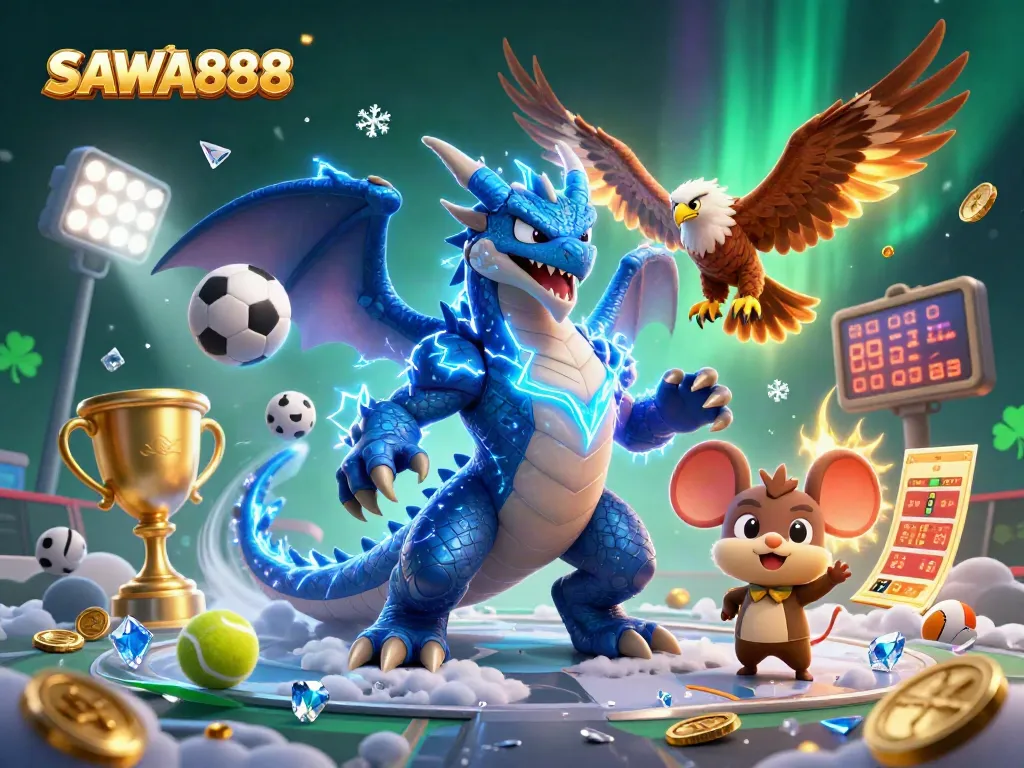 Feel the thrill of winning at SAWA888 with dynamic sports betting elements surrounding powerful characters.