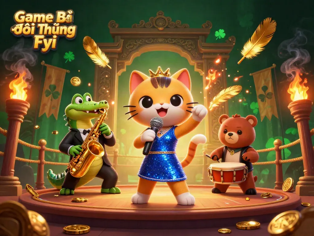 Immerse yourself in Game Bài Đổi Thưởng Fyi's vibrant casino scene featuring lively characters and dazzling casino elements.