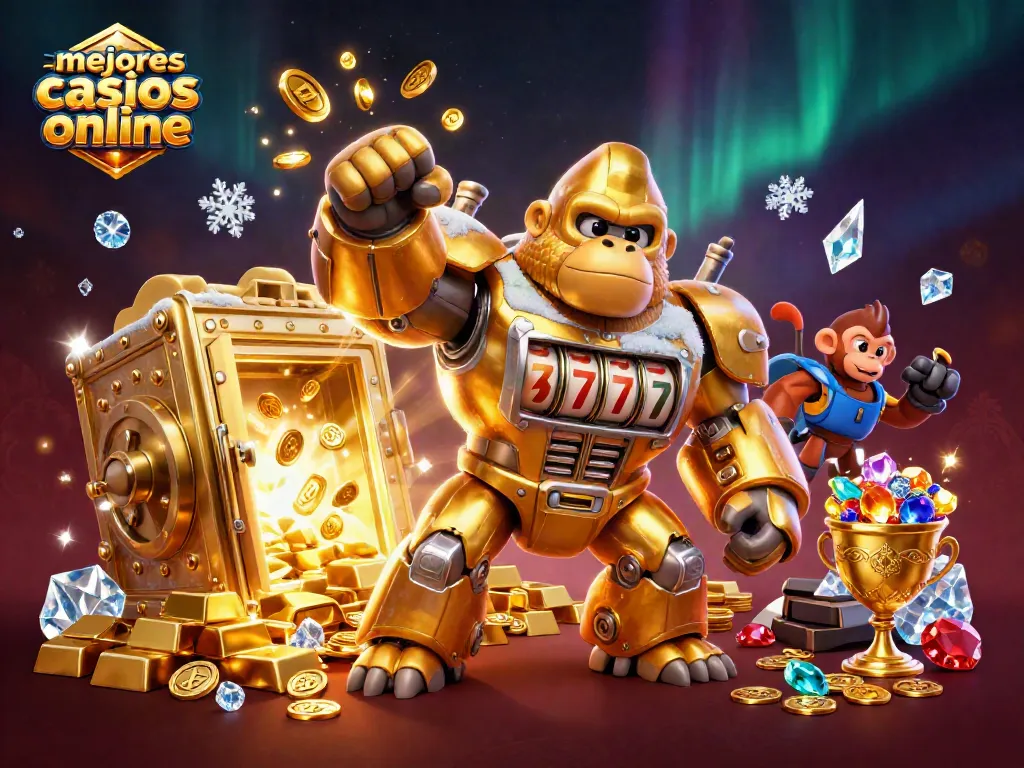 Descubre los mejores casinos online con el gorila mech dorado y máquinas tragamonedas en acción.