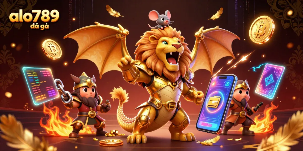 Bet on thrilling alo789 đá gà battles with a mighty chimera and vibrant casino elements.