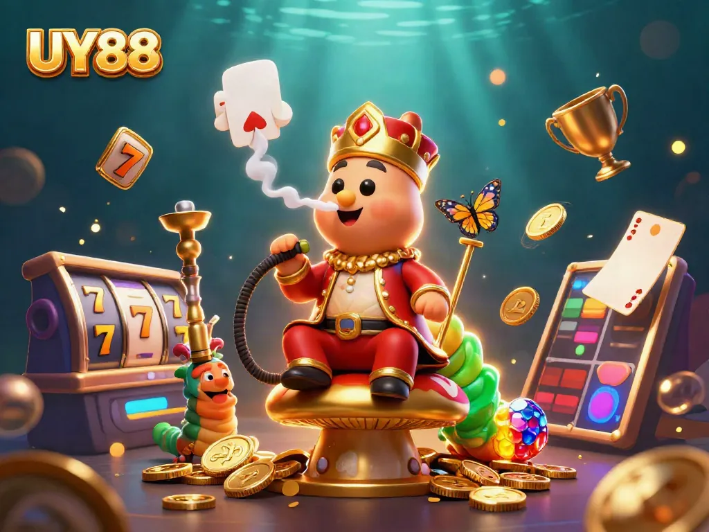 Join UY88 for thrilling slot action captured in a vibrant 3D scene with dynamic gaming elements.