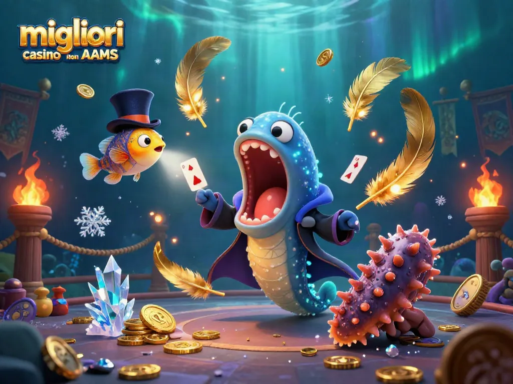 Scopri i migliori casino non AAMS con un'illustrazione magica di giocatoli e azione sul tema del gioco.