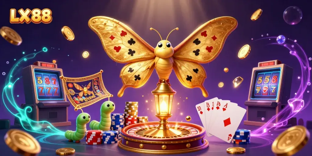 Experience excitement with LX 88 as the moth reveals hidden treasures amidst casino magic.