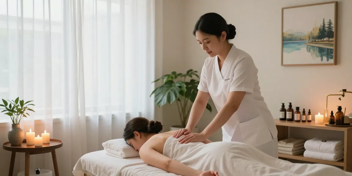 Experience a soothing 성동구출장마사지 in a serene massage studio atmosphere.