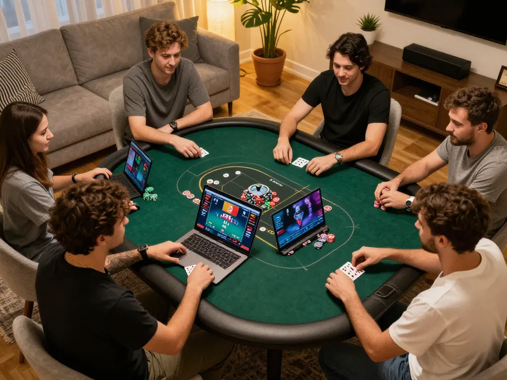 Players immerse in online poker gameplay at home, enhancing their strategy with 79kingvnc for optimal odds.