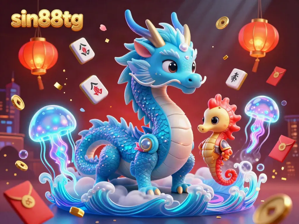 Experience thrilling action at sin88tg with a dazzling underwater casino scene featuring a dragon, knight, and glowing jellyfish.