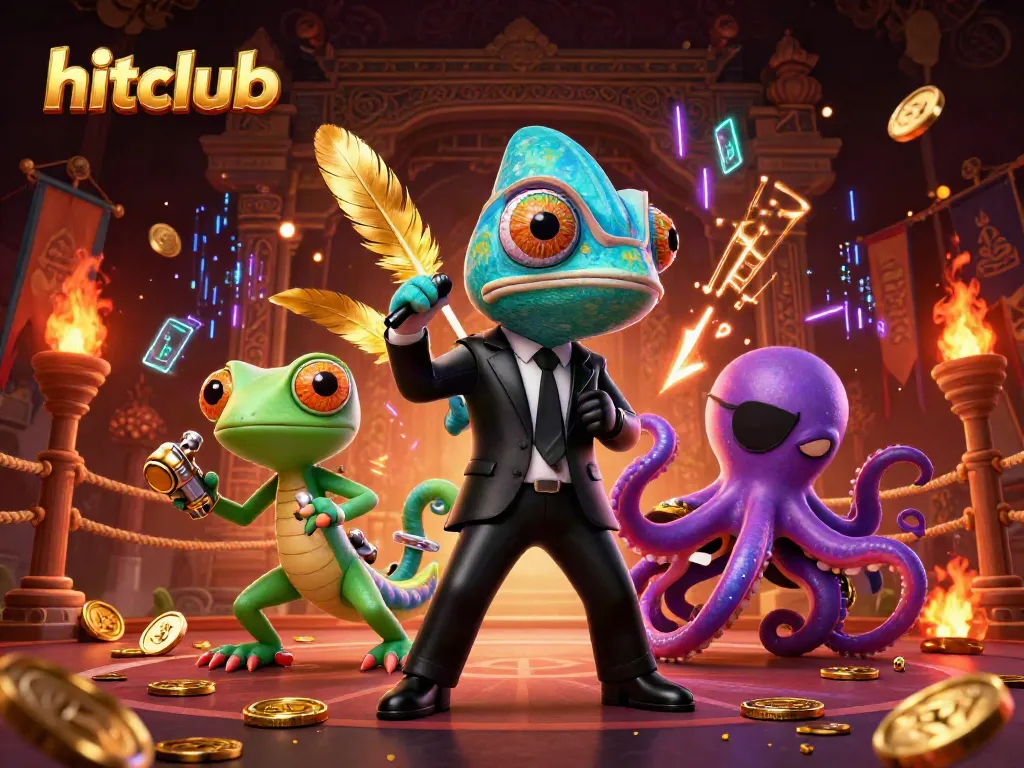 Engage with hitclub's vibrant casino atmosphere featuring unique characters and dynamic gambling elements.