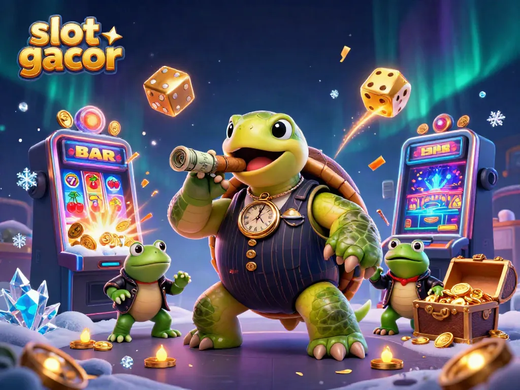 Experience slot gacor excitement with a fun 3D casino scene packed with characters and game elements.