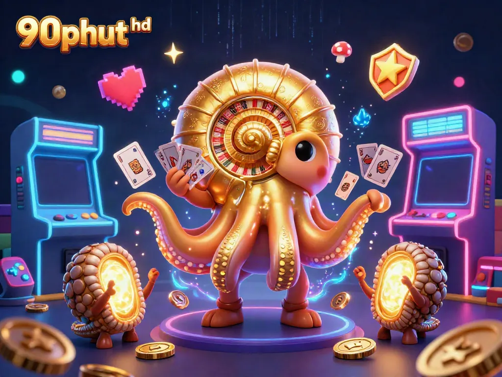 Engaging scene showcasing 90phut hd, a giant nautilus as a roulette wheel, enhancing the casino experience.