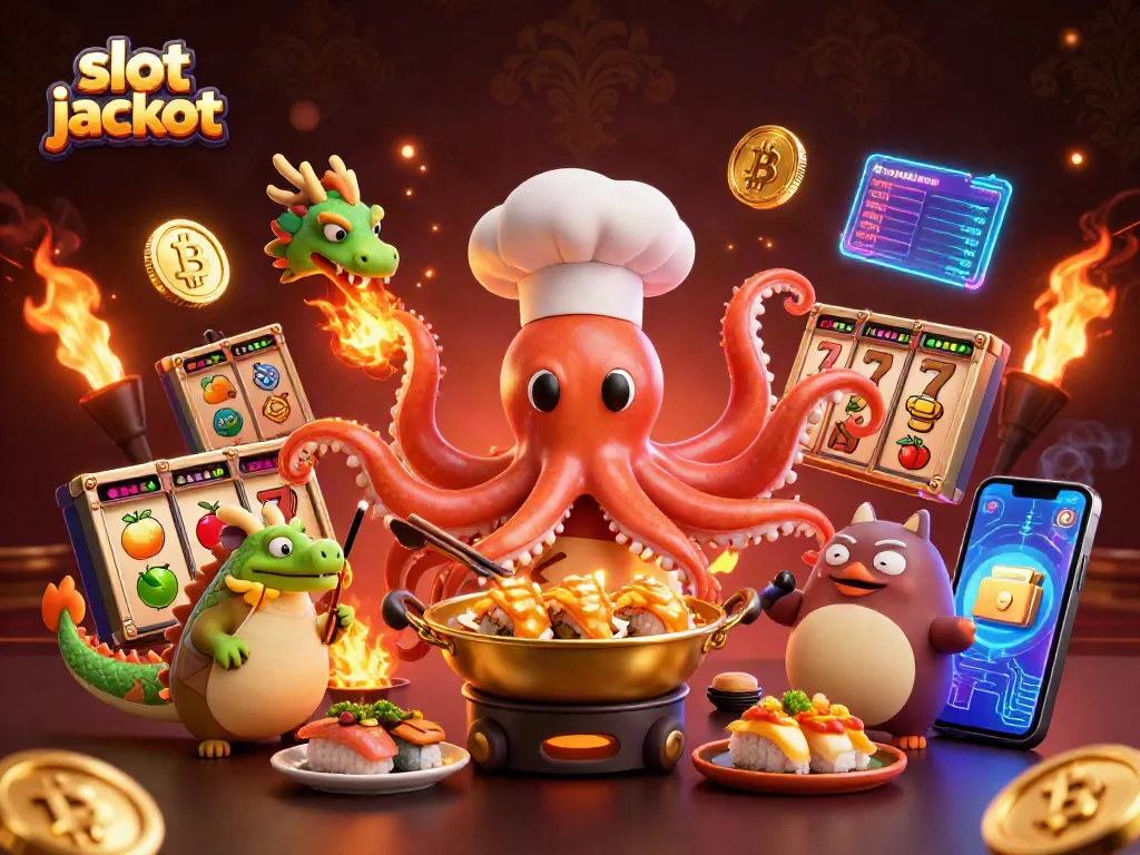 Experience the excitement of slot jackpot wins in a vibrant 3D illustrated casino scene.