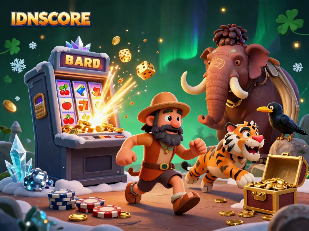 Experience the excitement of IDNSCORE's casino adventures with cartoon characters and dynamic slot games.
