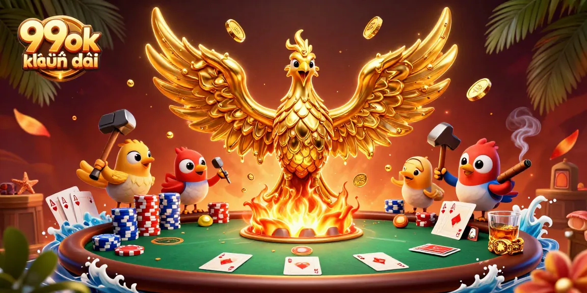 Play and win big with 99ok khuyến mãi in this vibrant 3D casino scene filled with golden rewards.