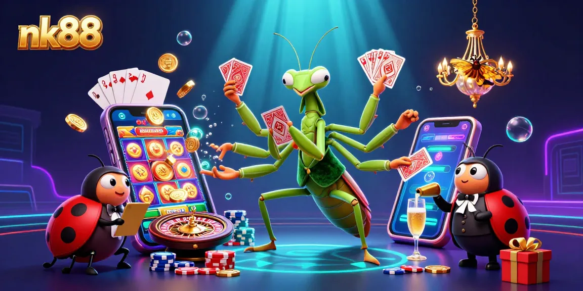 Engage in thrilling adventures at nk88 with an action-packed digital illustration symbolizing online gambling excitement.