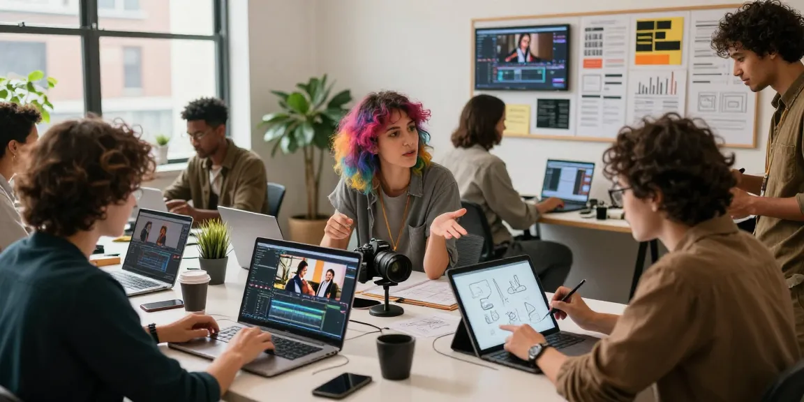 Creative workspace showcasing snapwins leaks with diverse content creators collaborating in a vibrant atmosphere.