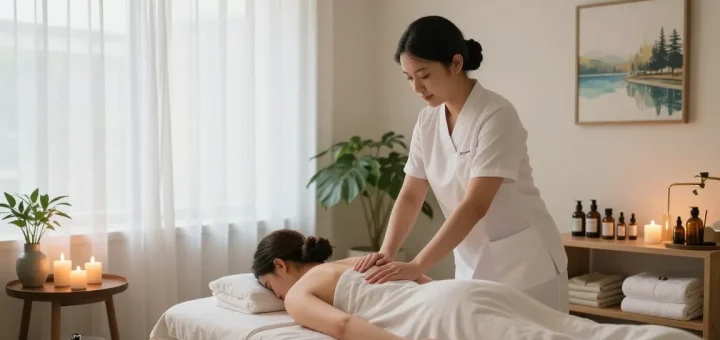 Experience a soothing 성동구출장마사지 in a serene massage studio atmosphere.
