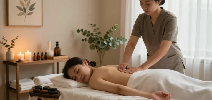 안산출장마사지 therapy in a tranquil setting with calming ambiance and skilled therapist.